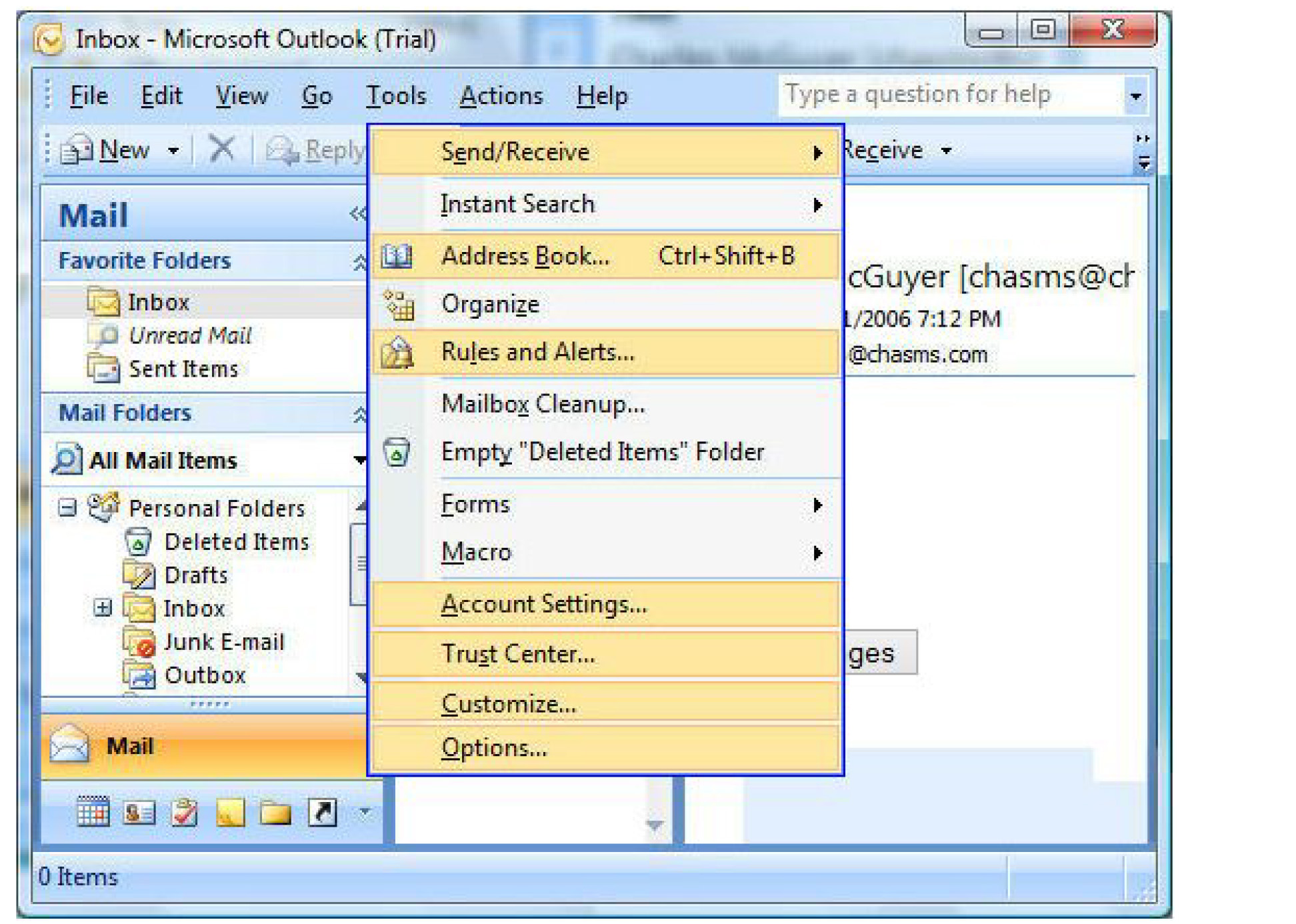 how to access additional email accounts in outlook